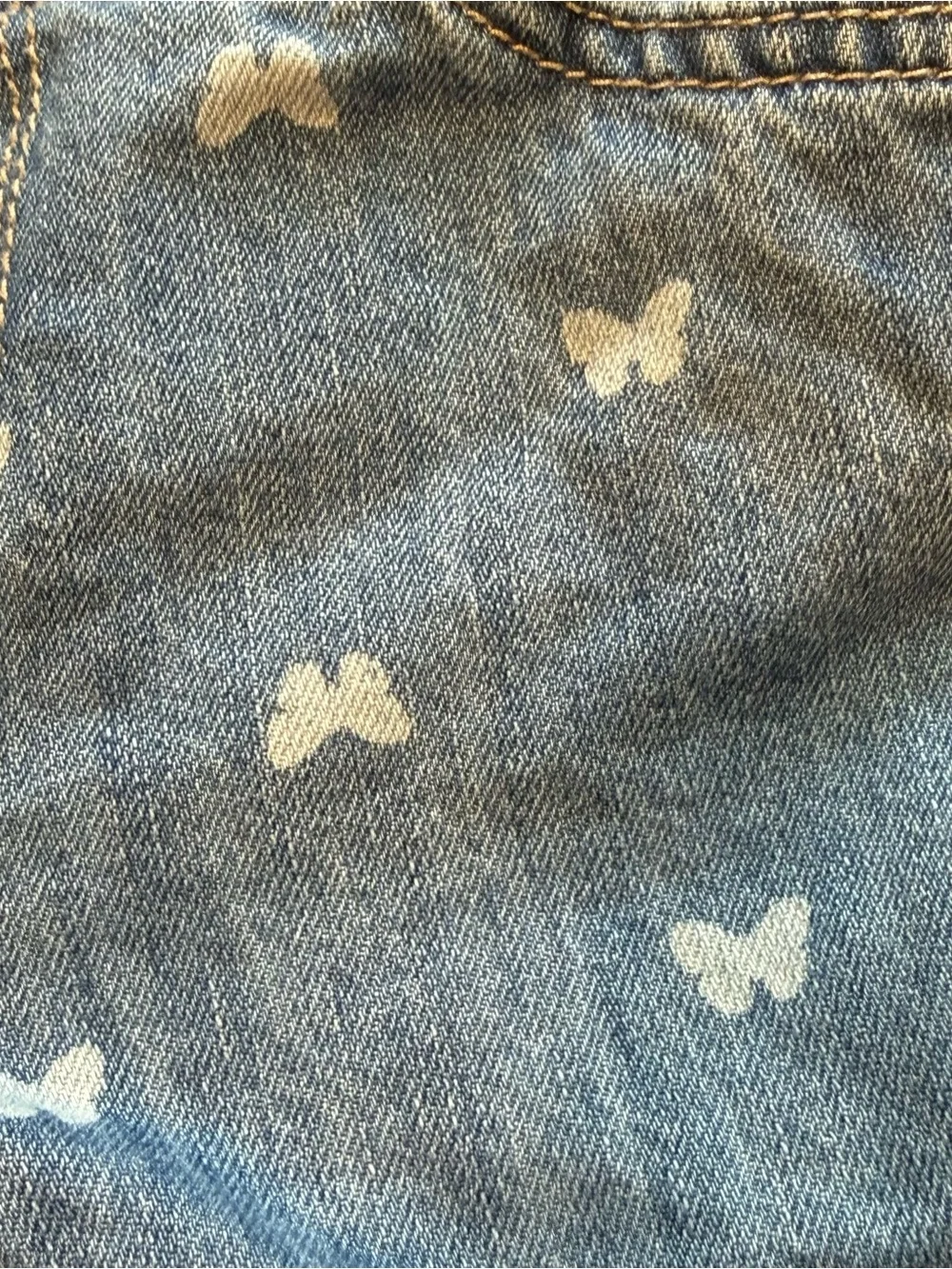 The Children’s Place Girls Denim Overalls 4T Butterfly Print Jean Overalls